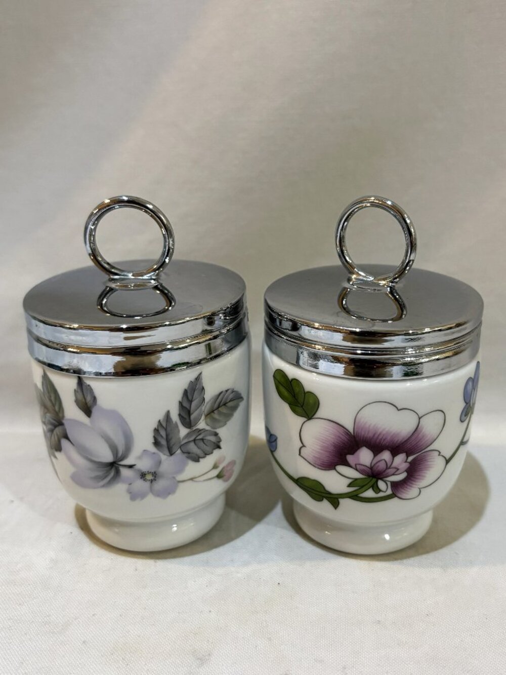 Set of 2 VTG Royal Worcester Egg Coddler Floral Pattern